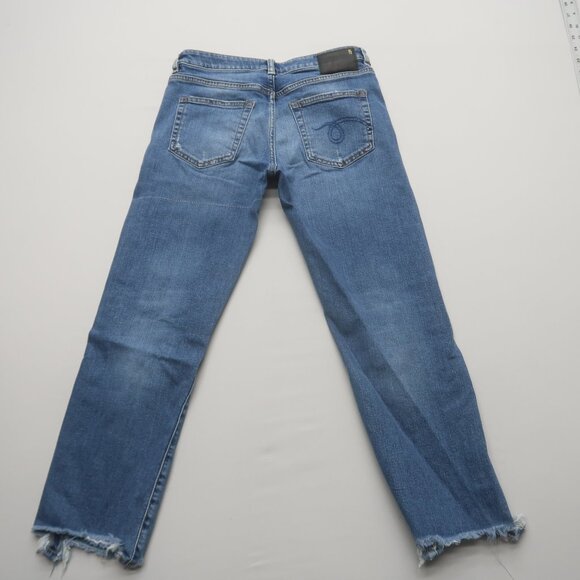 R13 Boy Straight Jeans in Bayliss w Rips Size 25 - Picture 4 of 15